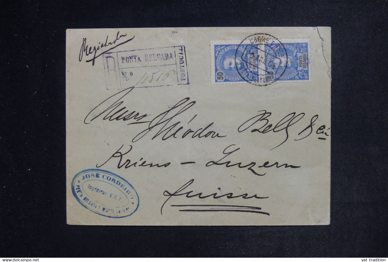 PONTA DELGADA - Enveloppe En Recommandé Pour La Suisse En 1905 - L 152503 - Ponta Delgada