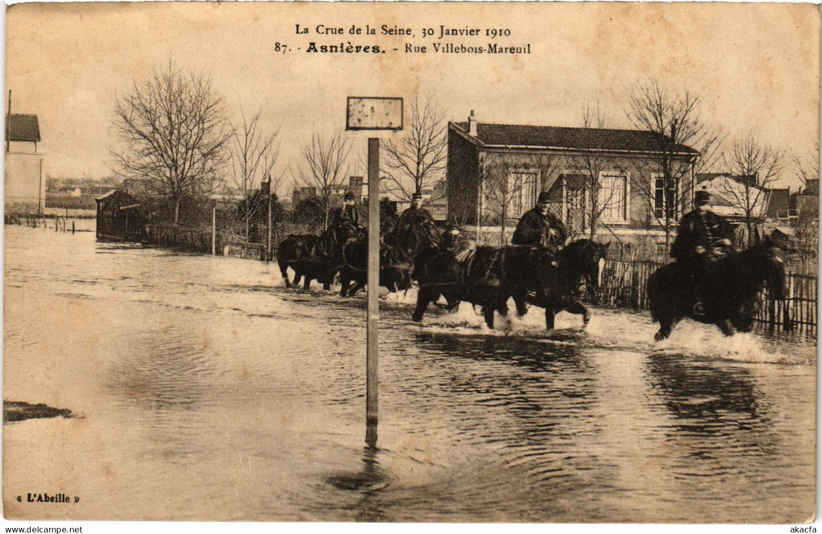 CPA Asnieres Rue Villebois-Mareuil Inondations (1391197) - Asnieres Sur Seine