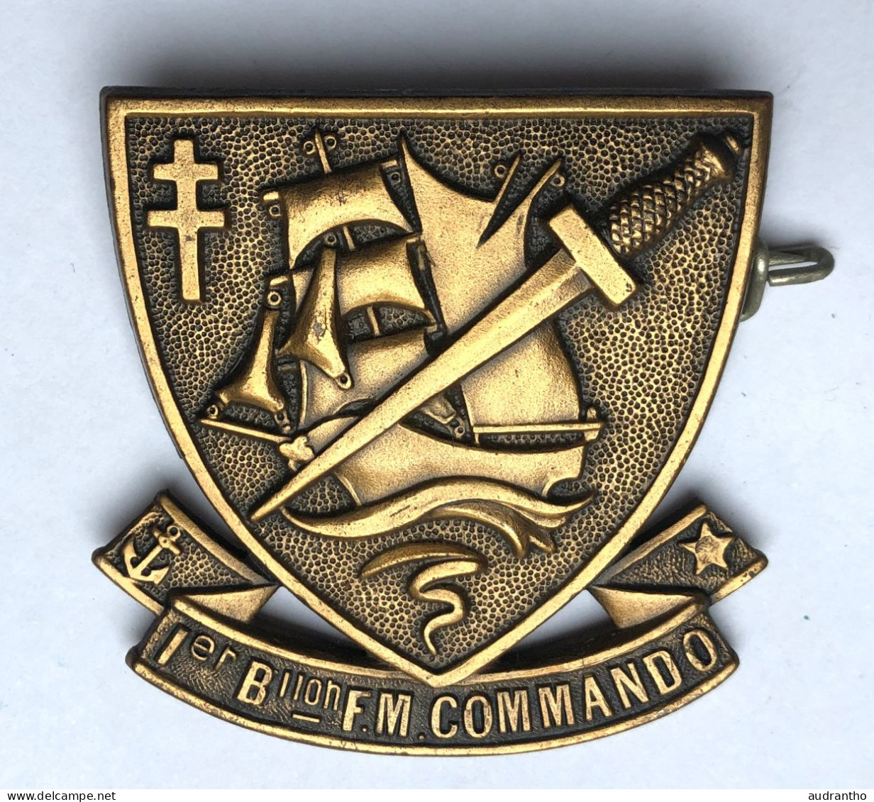 Insigne Militaire Marine - 1er Bataillon FM Fusiliers Marins Commando - Arthus Bertrand - Souvenir 1974 - Numéro 298 - Navy