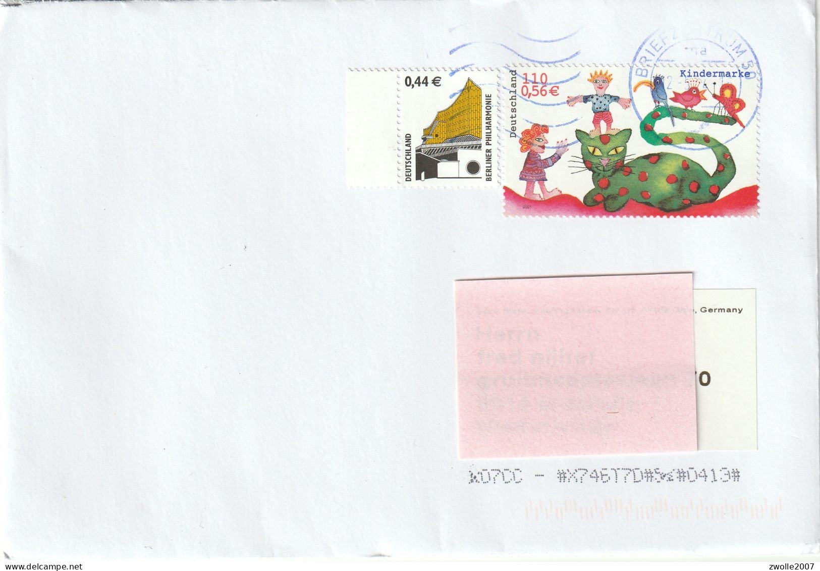 Letter  Cover Kindermarke 2 Stamps - Brieven En Documenten