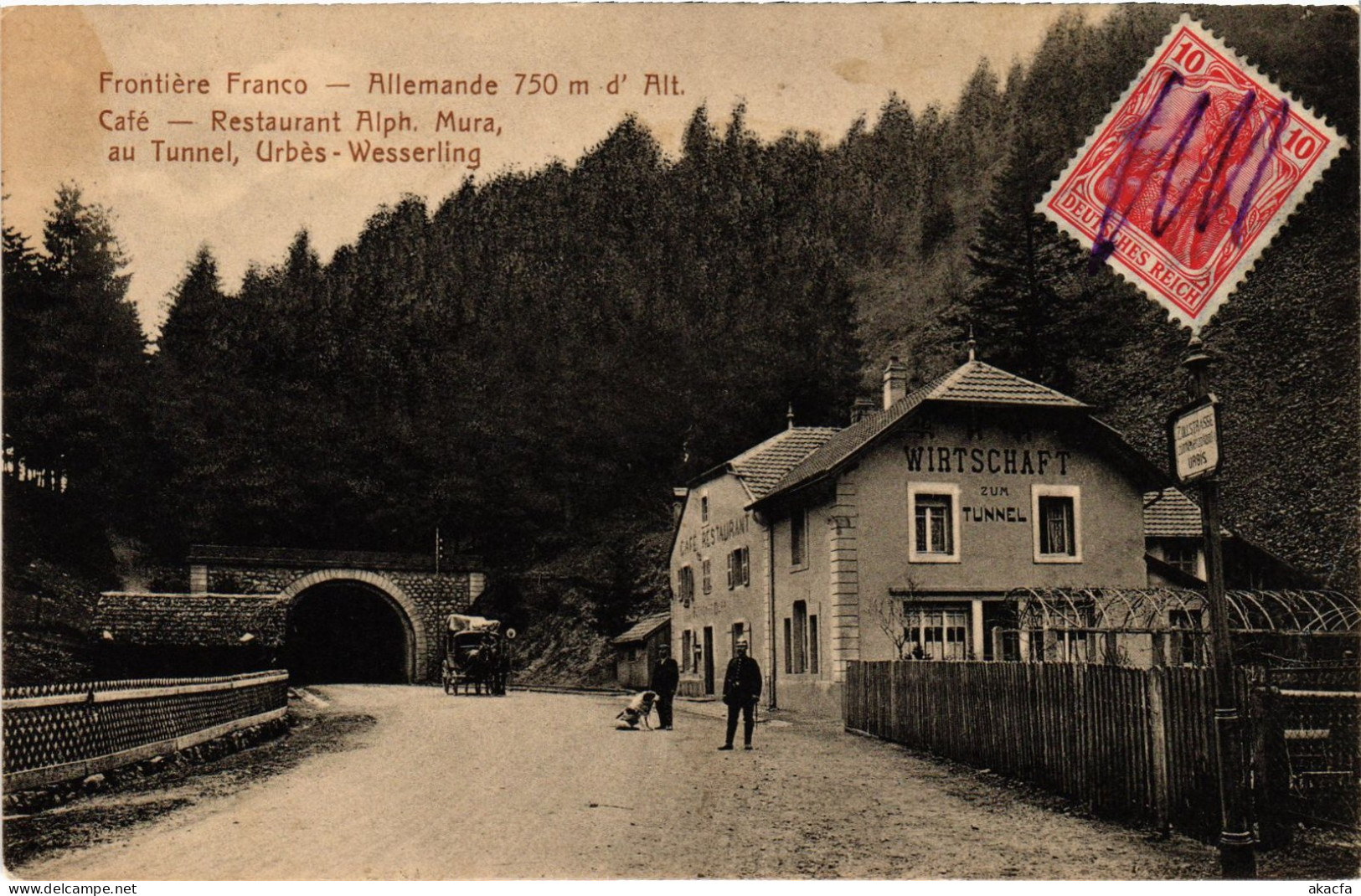 CPA Urbes Wesserling Café-restaurant Frontiere Franco-Allemand (1390335) - Autres & Non Classés