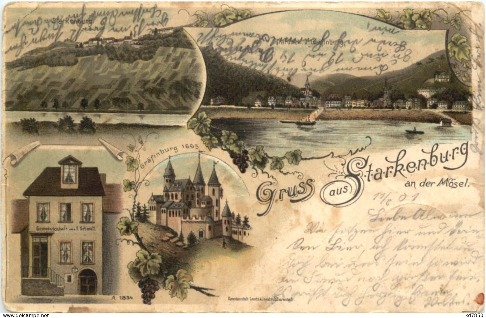 Gruss Aus Starkenburg An Der Mosel - Litho - Bernkastel-Kues