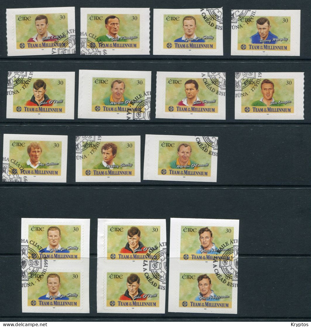 Ireland 1999. "Team Of The Millennium" - A Selection Of 17 Self-adhesive Stamps - USED - Gebruikt