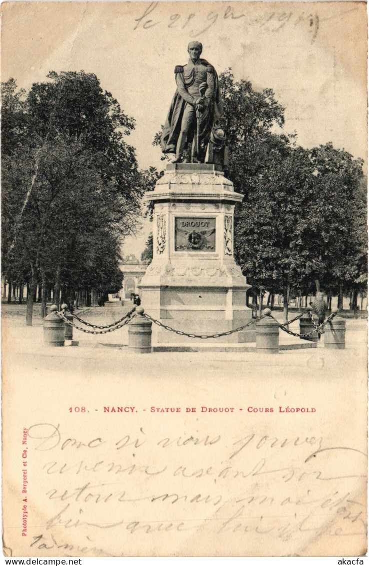 CPA Nancy Statue De Drouot Cours Léopold (1279814) - Nancy