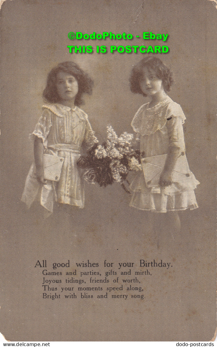 R420005 All Good Wishes For Your Birthday. Two Girls. Postcard - World