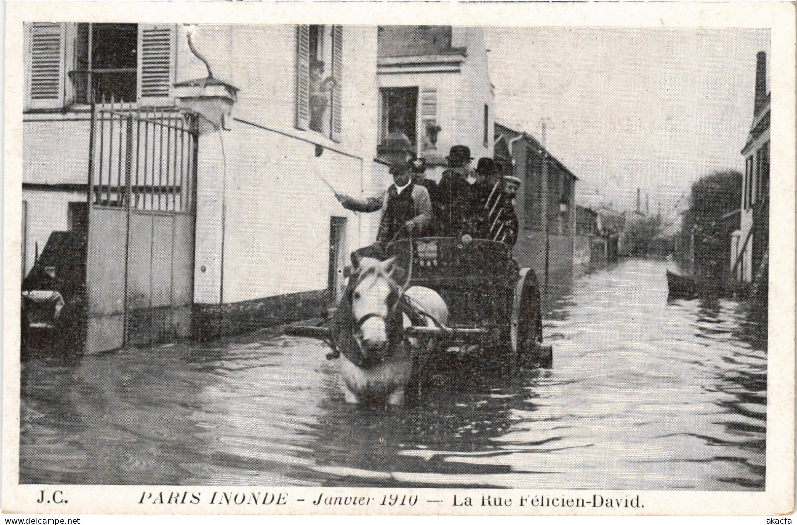 CPA Paris Rue Félicien-David Inondations (1390815) - Paris Flood, 1910