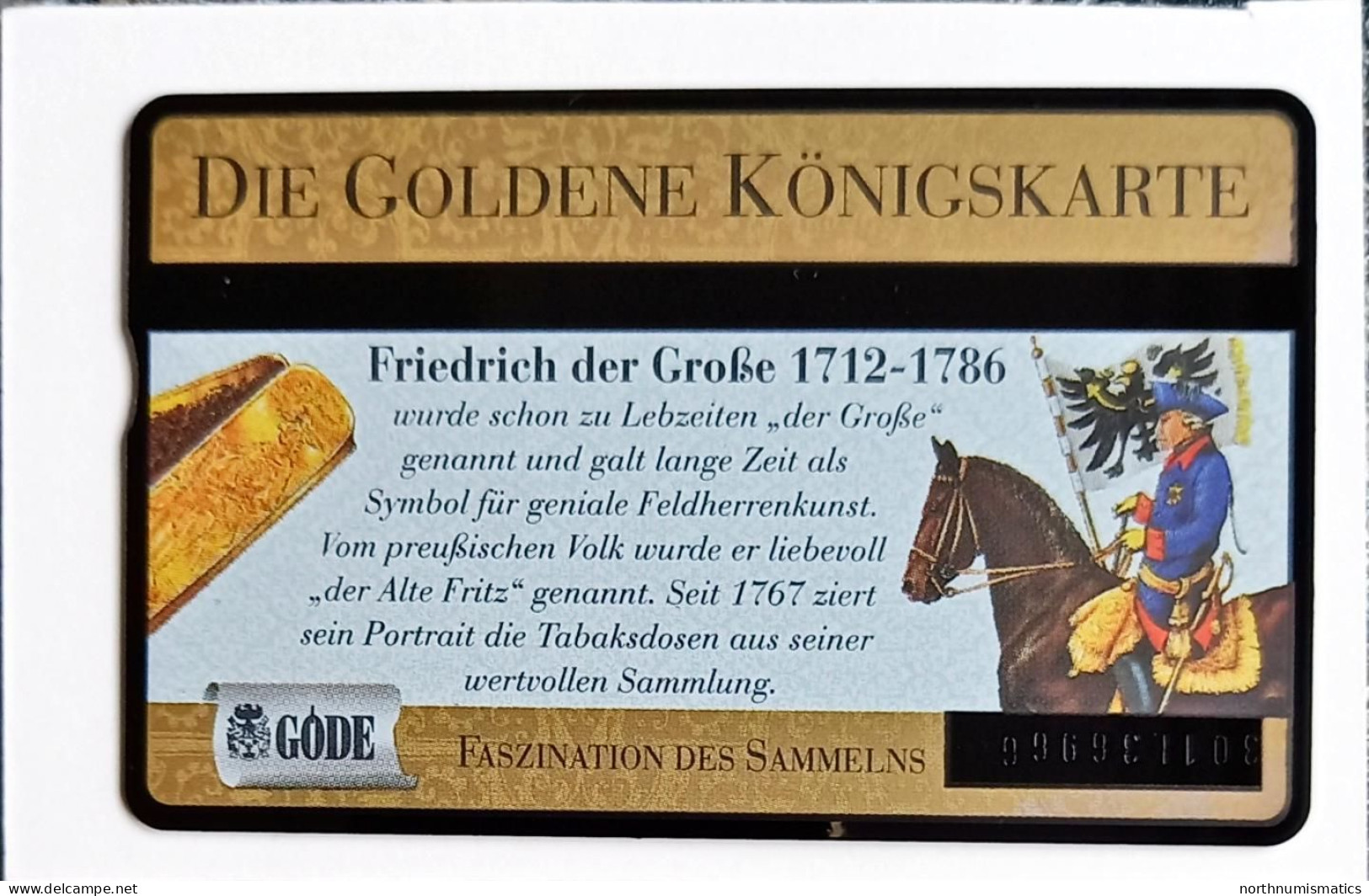Swiss PTT Taxcard 5  Der ''Alte Fritz'' Gode 301L36966 Mint - Verzamelingen