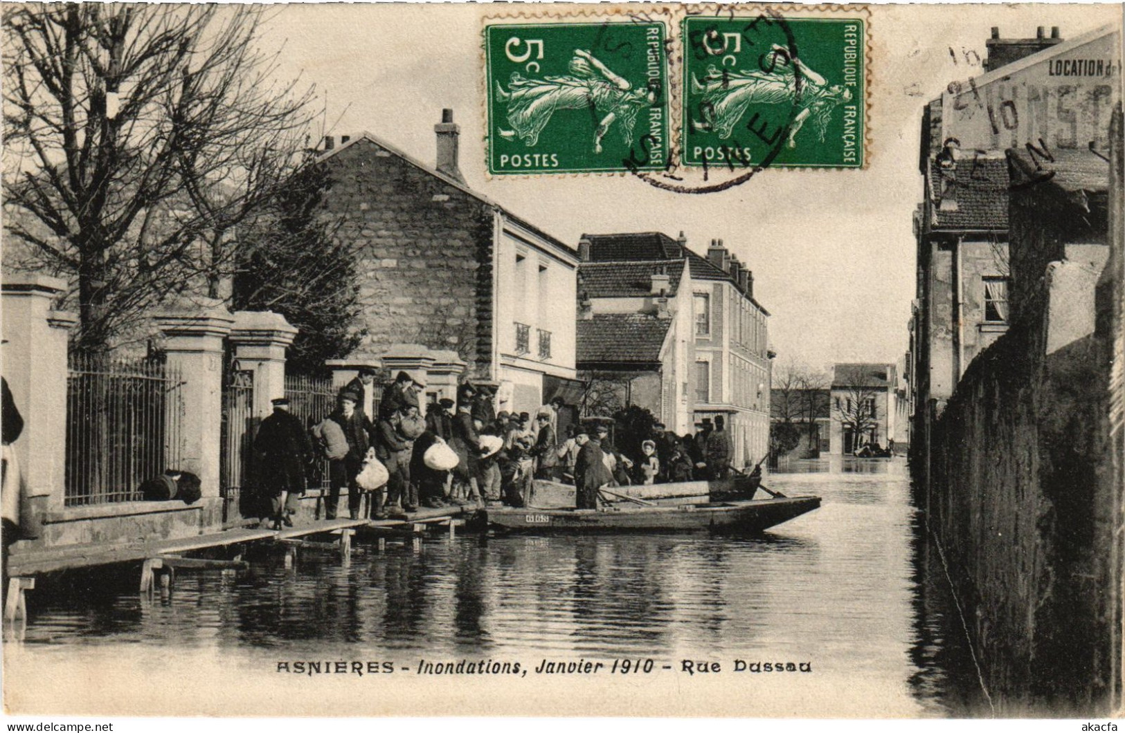 CPA Asnieres Rue Dussau Inondations (1391195) - Asnieres Sur Seine