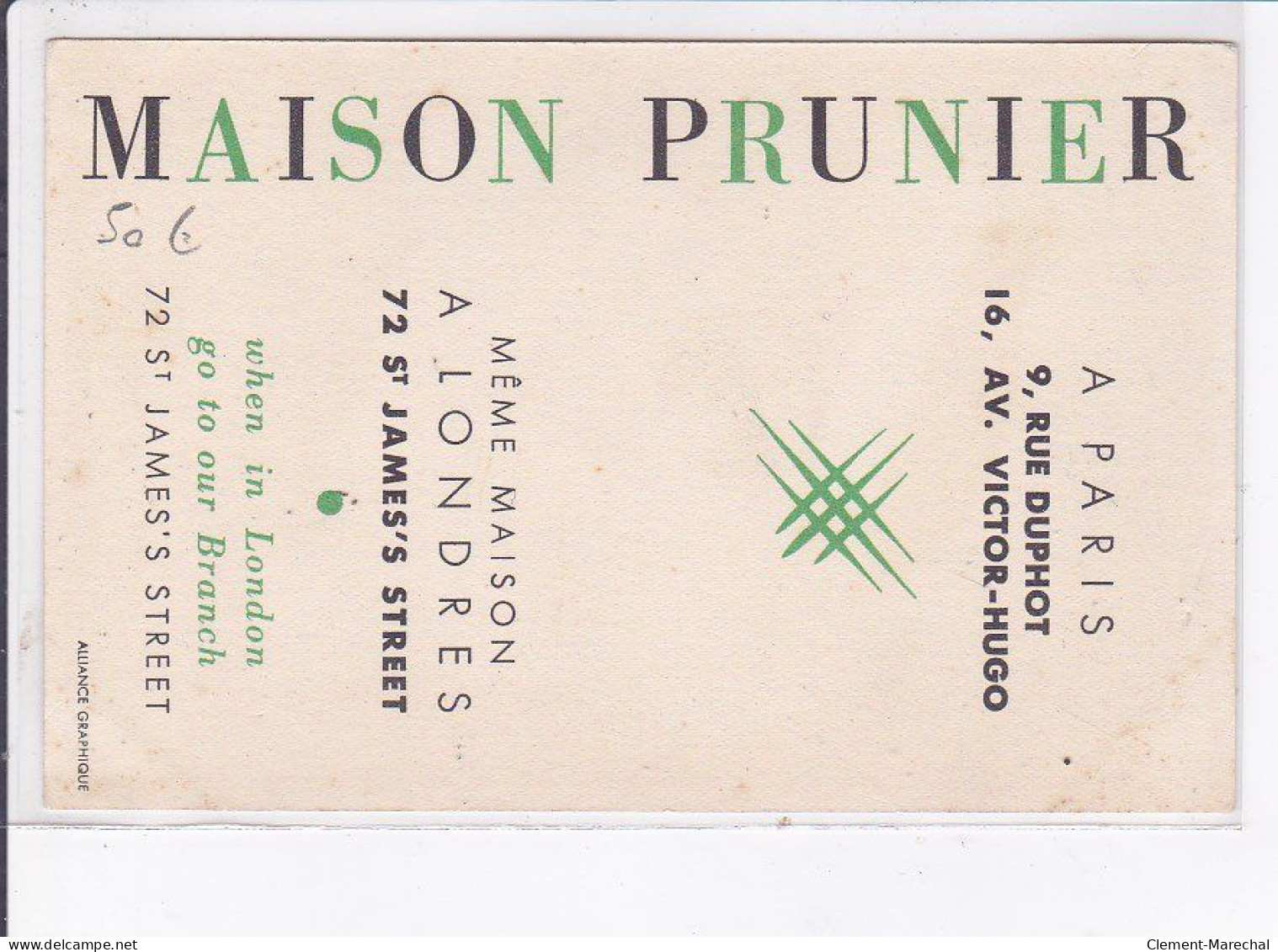 PUBLICITE : "Maison Prunier" Illustrée Par CASSANDRE - Très Bon état - Advertising