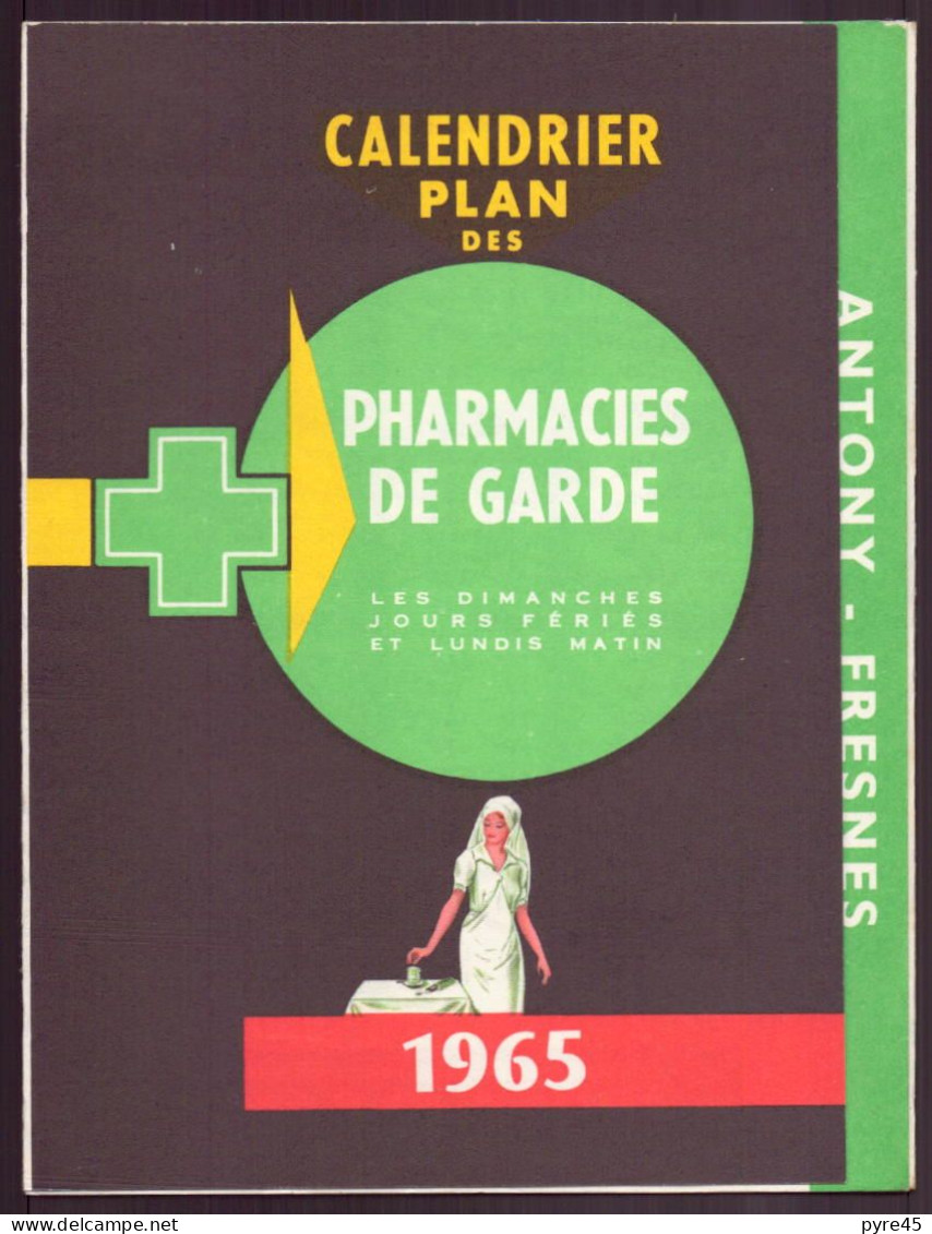 Calendrier Plan Des Pharmacies De Garde, Antony, Fresnes, 1965 - Tamaño Pequeño : 1961-70