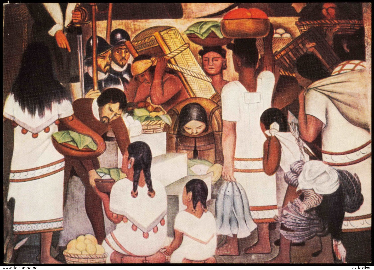 Künstlerkarte Gemälde Kunstwerk DIEGO RIVERA Tribut Für Die Eroberer 1975 - Malerei & Gemälde