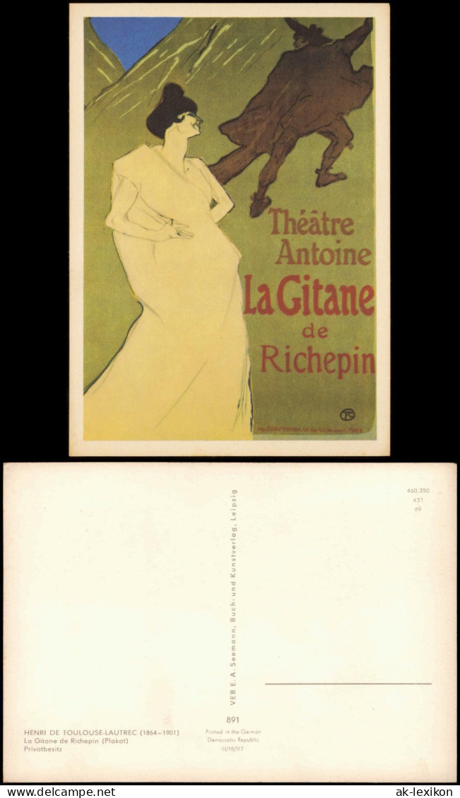 Künstlerkarte HENRI DE TOULOUSE-LAUTREC La Gitane De Richepin (Plakat) 1969 - Paintings