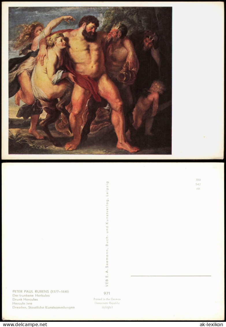 Ansichtskarte  Künstlerkarte PETER PAUL RUBENS Der Trunkene Herkules 1975 - Malerei & Gemälde