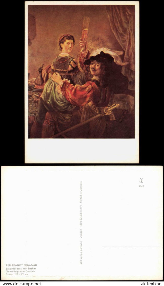 Künstlerkarte REMBRANDT (1606-1669) Selbstbildnis Mit Saskia 1975 - Malerei & Gemälde