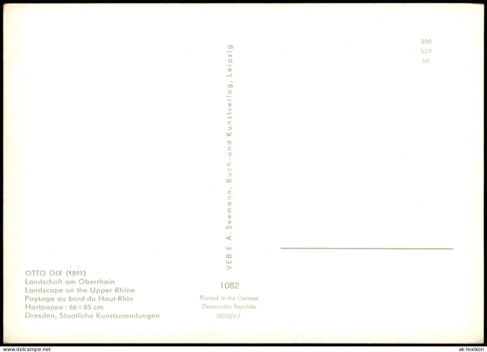 Ansichtskarte  Künstlerkarte Gemälde OTTO DIX Landschaft Am Oberrhein 1968 - Paintings