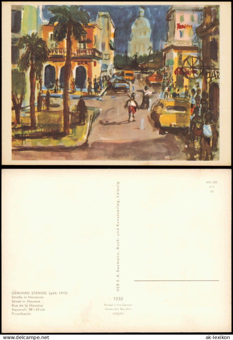 Künstlerkarte Gemälde GERHARD STENGEL Straße In Havanna 1969 - Paintings