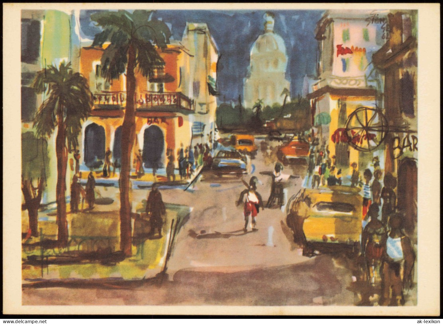 Künstlerkarte Gemälde GERHARD STENGEL Straße In Havanna 1969 - Paintings