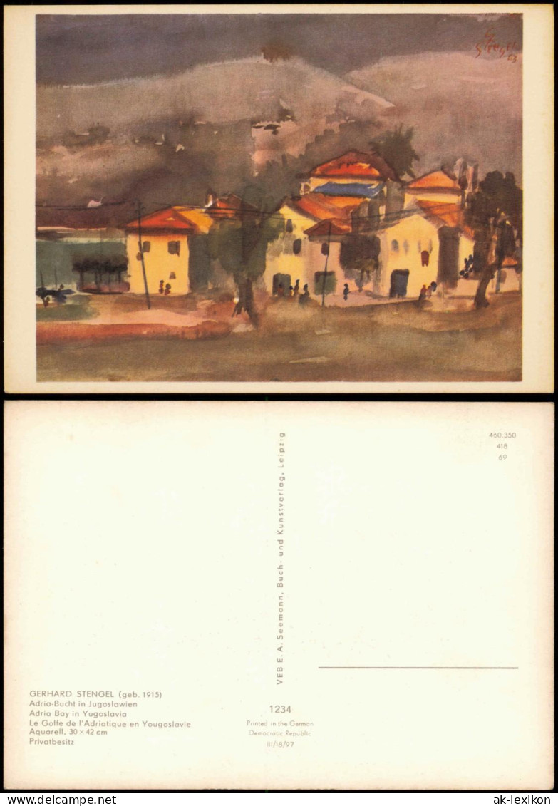 Künstlerkarte DDR Künstler GERHARD STENGEL Adria-Bucht In Jugoslawien 1970 - Peintures & Tableaux