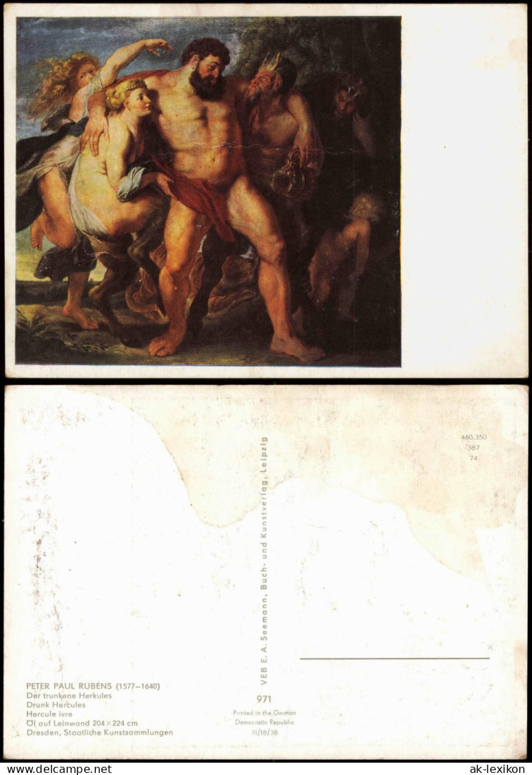 Ansichtskarte  Künstlerkarte PETER PAUL RUBENS Der Trunkene Herkules 1975 - Peintures & Tableaux