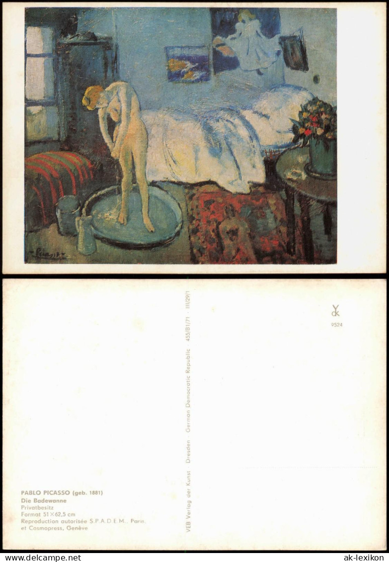 Ansichtskarte  Künstlerkarte DDR Maler PABLO PICASSO Die Badewanne 1971 - Paintings