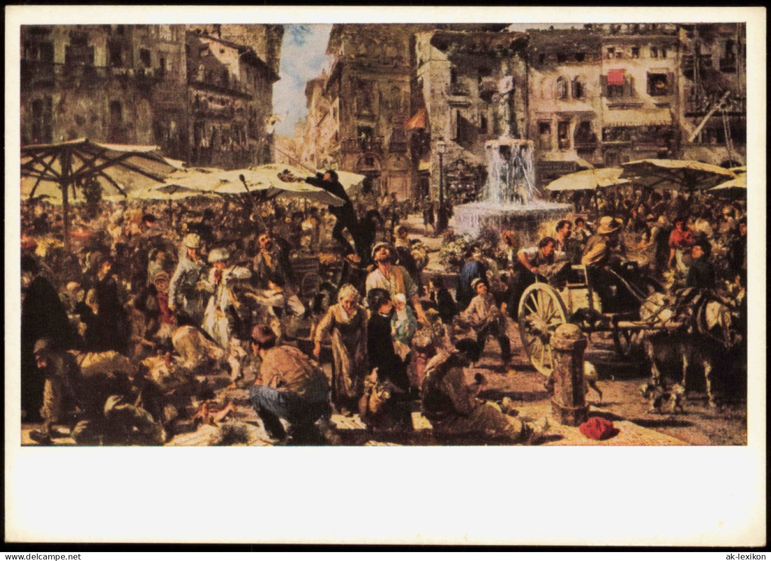 Künstlerkarte DDR Künstler ADOLF VON MENZEL Marktplatz Von Verona 1970 - Malerei & Gemälde