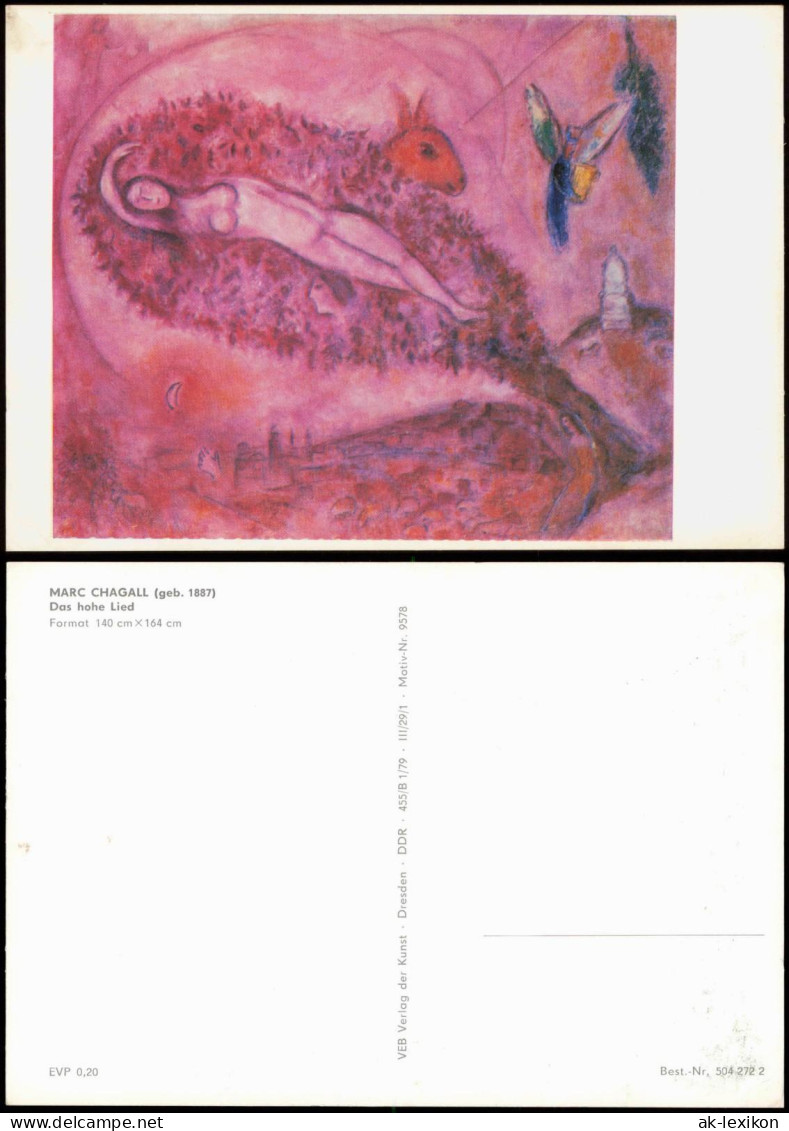 Künstlerkarte Gemälde MARC CHAGALL (geb. 1887) Das Hohe Lied 1975 - Paintings