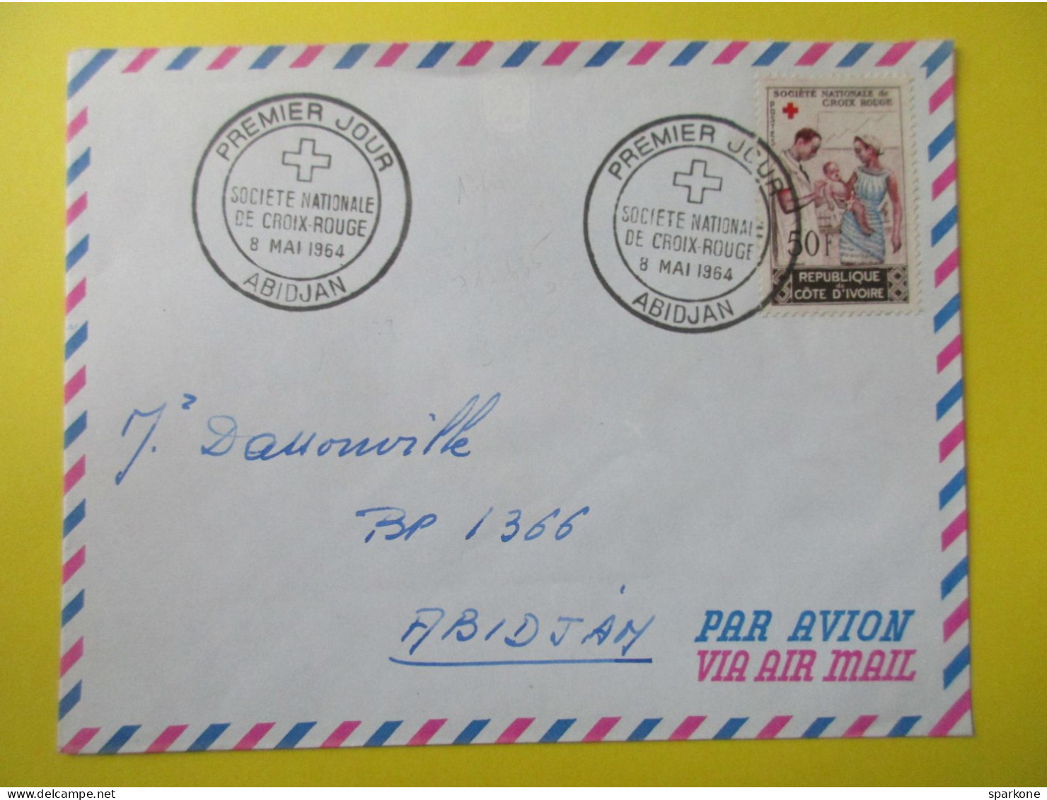 Marcophilie - Enveloppe - République De Côte D'Ivoire - Société Nationale De Croix-Rouge - 1° Jour 1964 - Air Mail - Ivoorkust (1960-...)