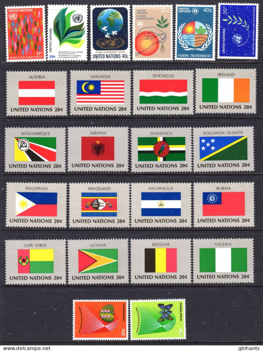 UNITED NATIONS UN NEW YORK - 1982 COMPLETE YEAR SET (24V) AS PICTURED FLAGS INCLUDED FINE MNH ** SG 377-400 - Ungebraucht