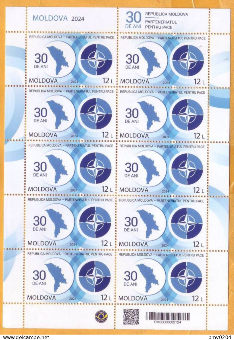 2024 Moldova Sheet "30 Years Since The Accession Of The Republic Of Moldova At The Partnership For Peace" Mint - NAVO