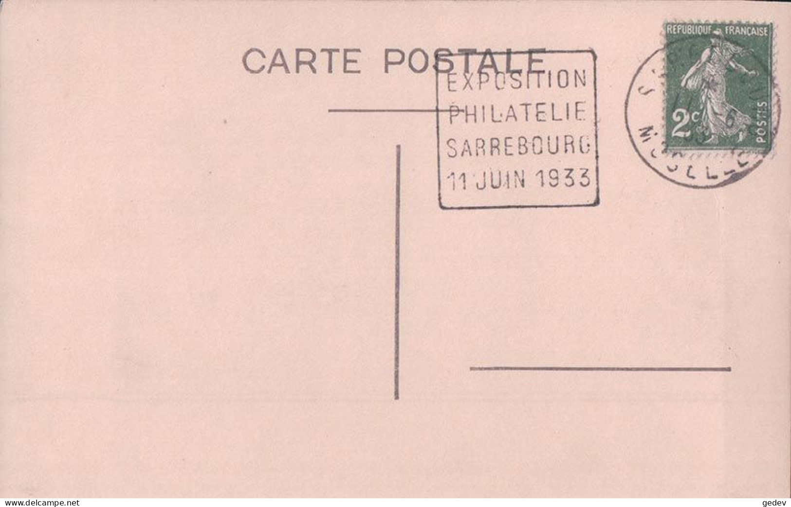 France 57, Facteur à Cheval, Sarrebourg Exposition Philatélique 1933 + Cachet Carré Expo (11.6.33) - Sarrebourg