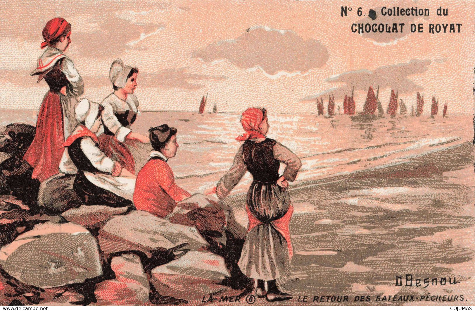ILLUSTRATEUR _S28858_ Collection Chocolat Royat A La Marquise De Sévigné - Carte Pub En L'état N°6 - Besnou - Autres & Non Classés