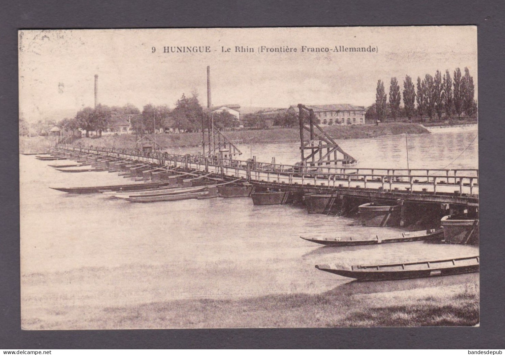 Vente Immediate Huningue (68) Le Rhin Frontiere Franco Allemande ( Pont Bateaux 3919) - Huningue