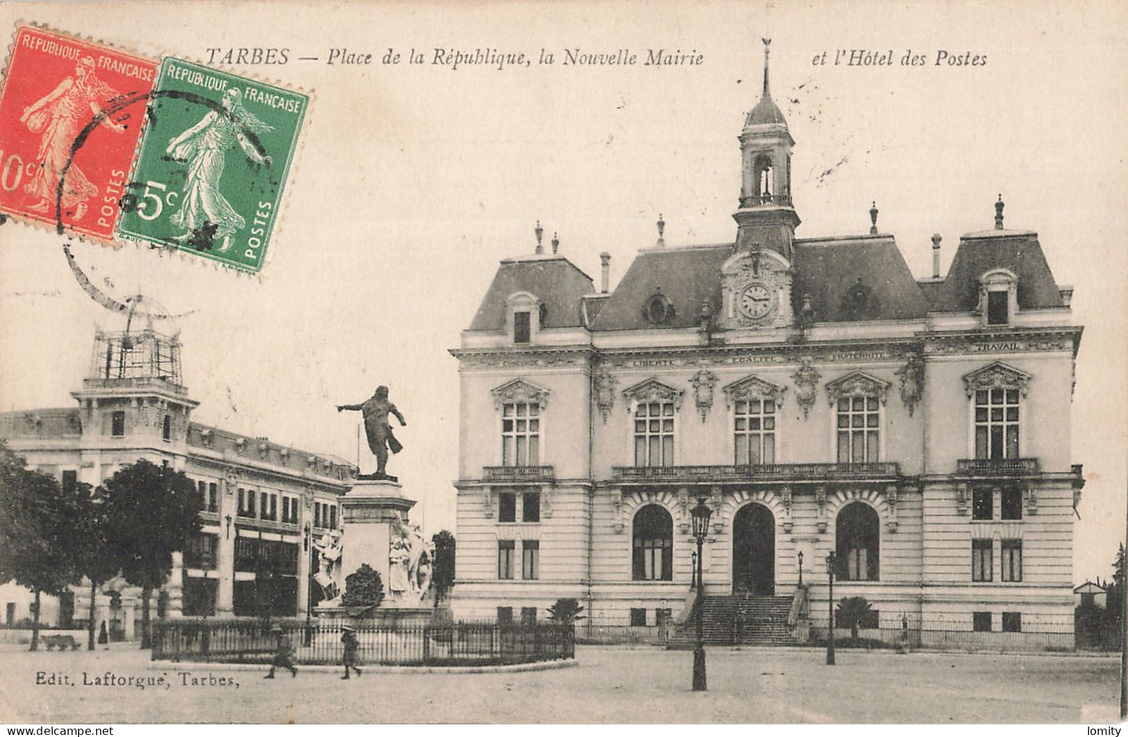 65 Tarbes Place De La République , La Nouvelle Mairie Et Hotel Des Postes Poste PTT CPA - Tarbes