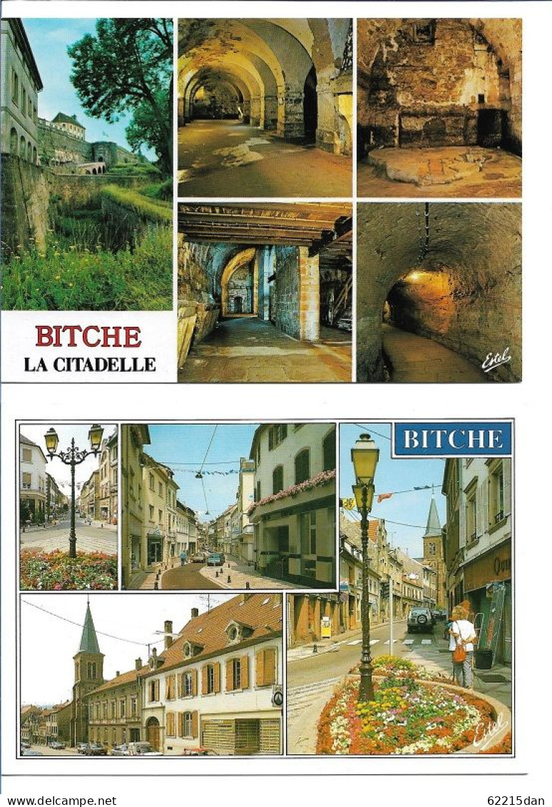 57 . BITCHE . LA CITADELLE . MULTIVUES . LOT DE 2 CARTES - Bitche