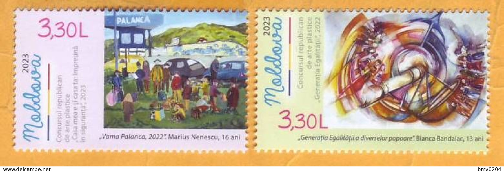 2023  Moldova  „Children's Drawings”, ”The Custom Palanca, 2022.”. ”Generation Of Equality Of Different Nations”. - Moldavie