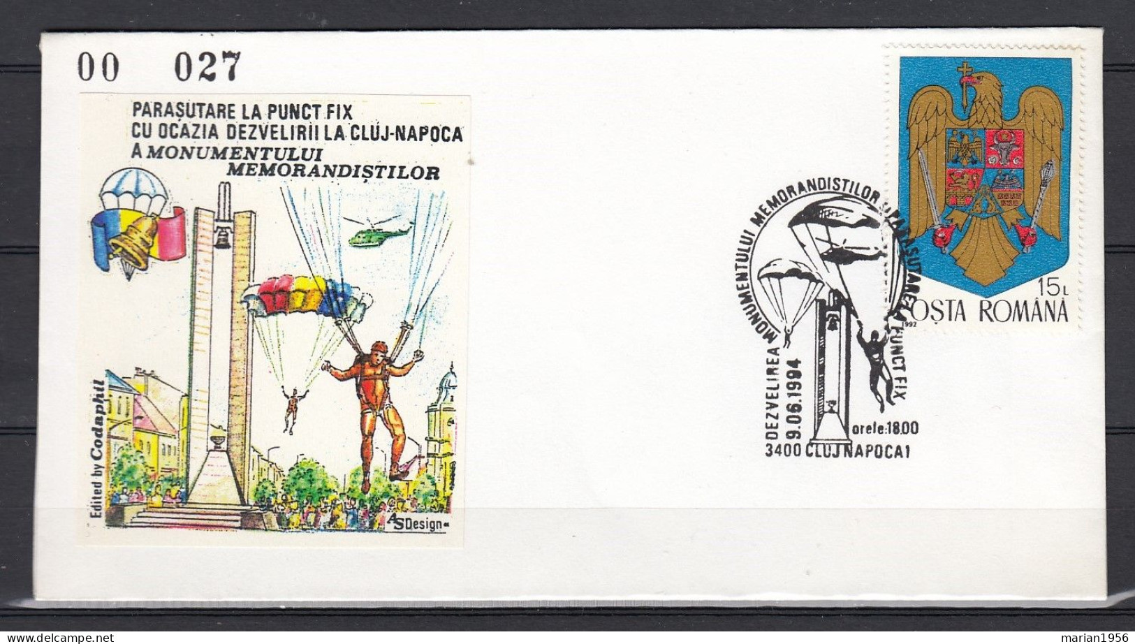 PARACHUTISME - Enveloppe 1994 - Cachet Illustre - Parachutting