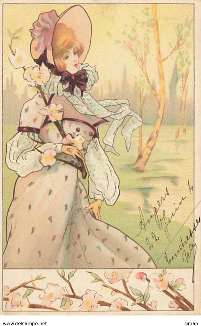 N°23918 - Illustrateur - Art Nouveau - Jeune Femme Se Promenant  - 1900-1949