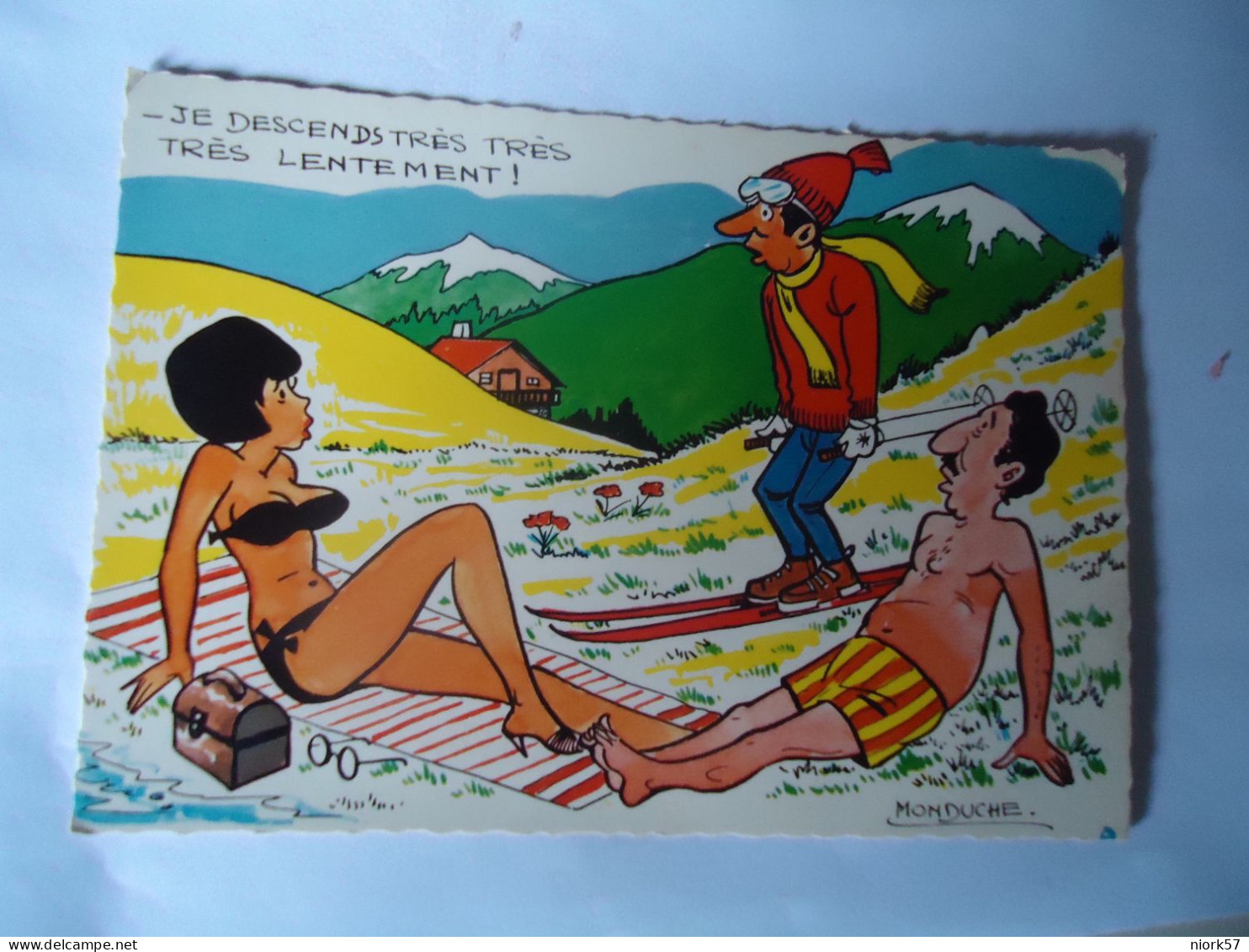 NETHERLANDS   POSTCARDS COMICS CARICATURE SKI IN BEACH - Fumetti