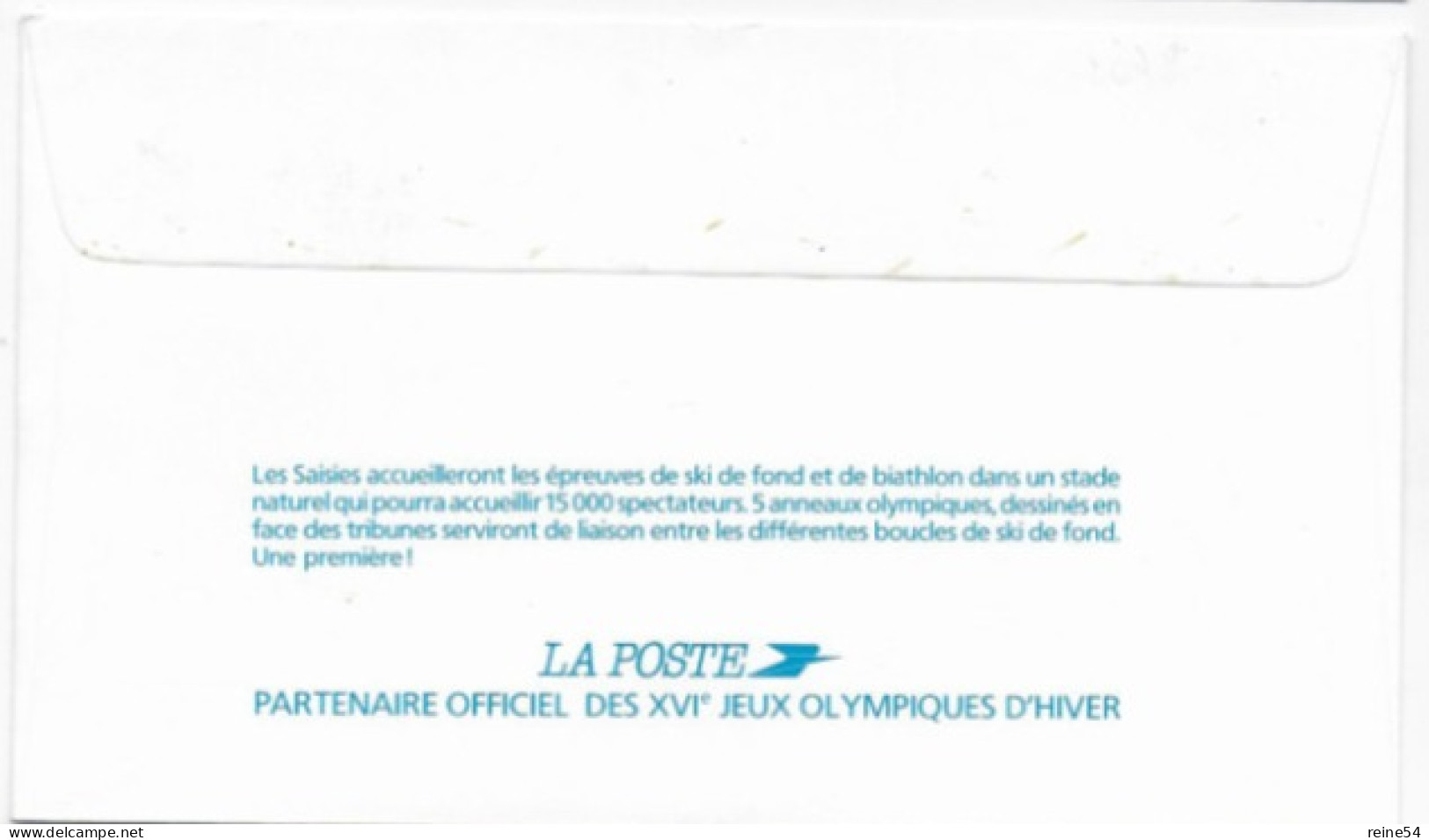 Enveloppe Premier Jour- XVIe Jeux Olympiques D'hiver ALBERVILLE 92 Ski De Fond 2 Févr1991 Les Saisies (73) N° YT 2678 - 1990-1999