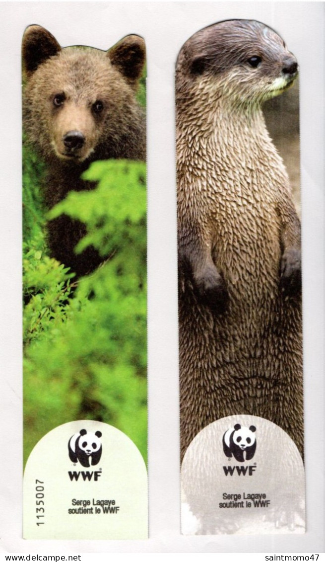 2 MARQUE-PAGES . " LOUTRE D'EUROPE " . " OURS BRUN " . WWF - Réf. N°107 E - - Lesezeichen