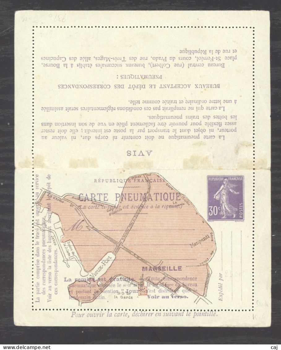 France  -  Pneumatique :  Stv K 14, Pneumatique De Marseille Avec Réponse Payée - Pneumatic Post