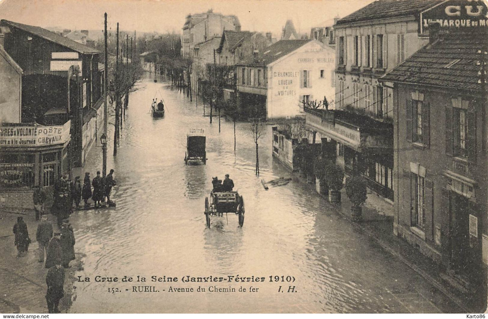 Rueil * Avenue Du Chemin De Fer * La Crue De La Seine , Janvier Février 1910 * Inondations - Rueil Malmaison