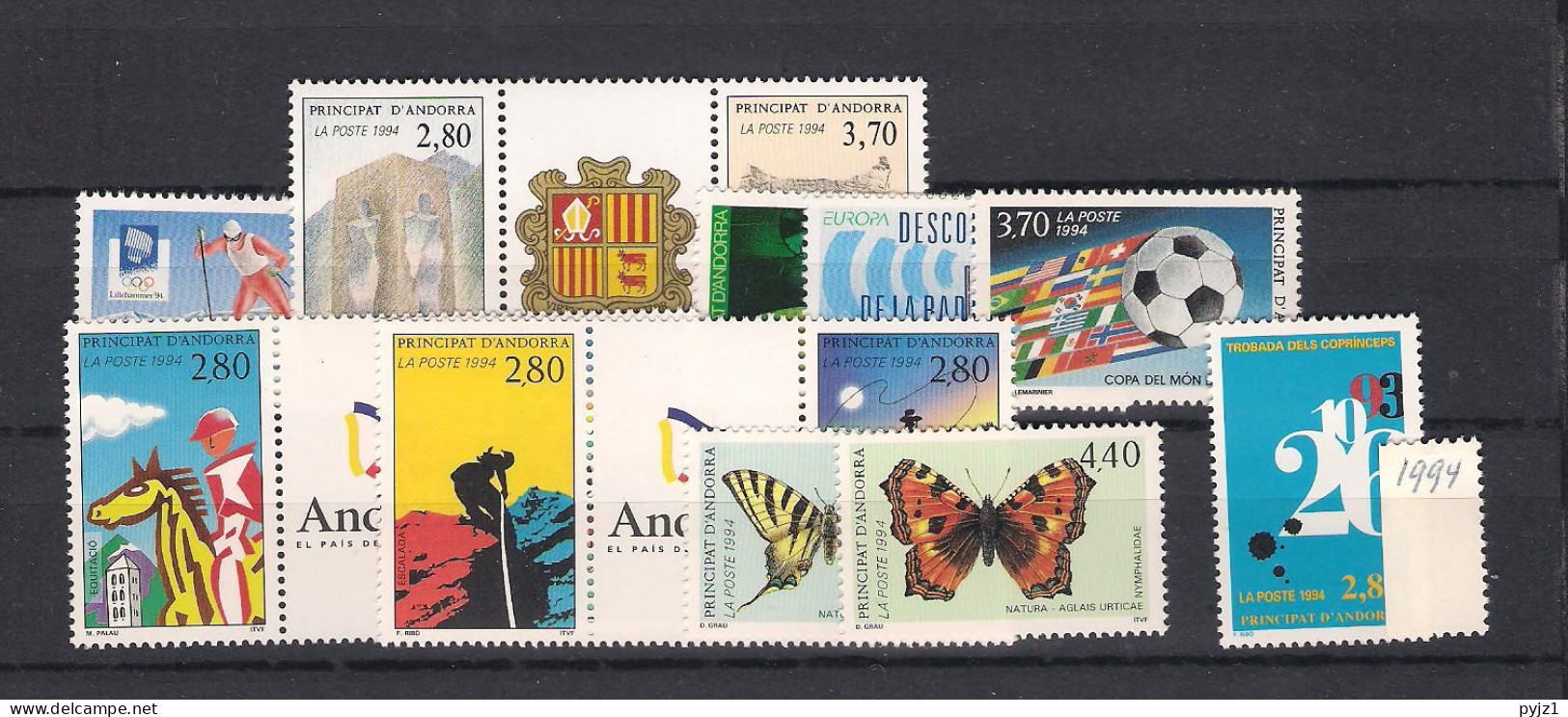 1994  MNH Andorra (French), Year  Complete According To Michel, Postfris** - Années Complètes