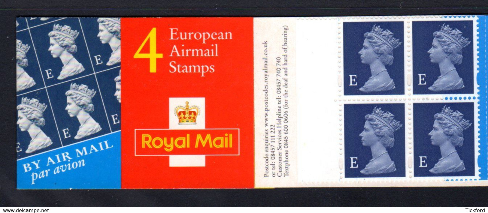 GRANDE-BRETAGNE 1999 - Carnet Yvert C2074 - SG HF1 - NEUF** MNH - European Air Mail Stamps - Booklets