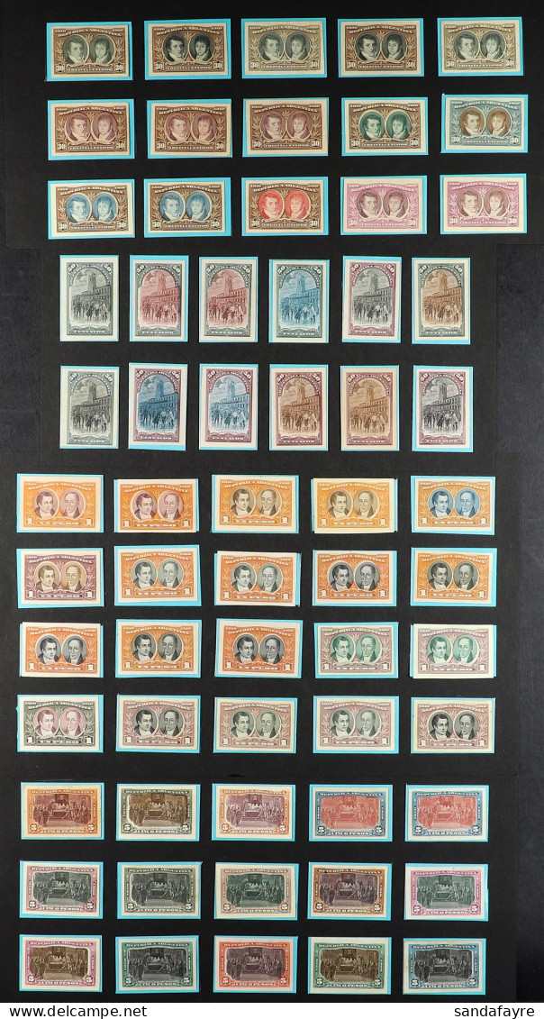 1910 Centenary Colour Trial Proofs Collection Of Imperf Proofs On Thick Card, Each In Unissued Colours, And With Example - Altri & Non Classificati