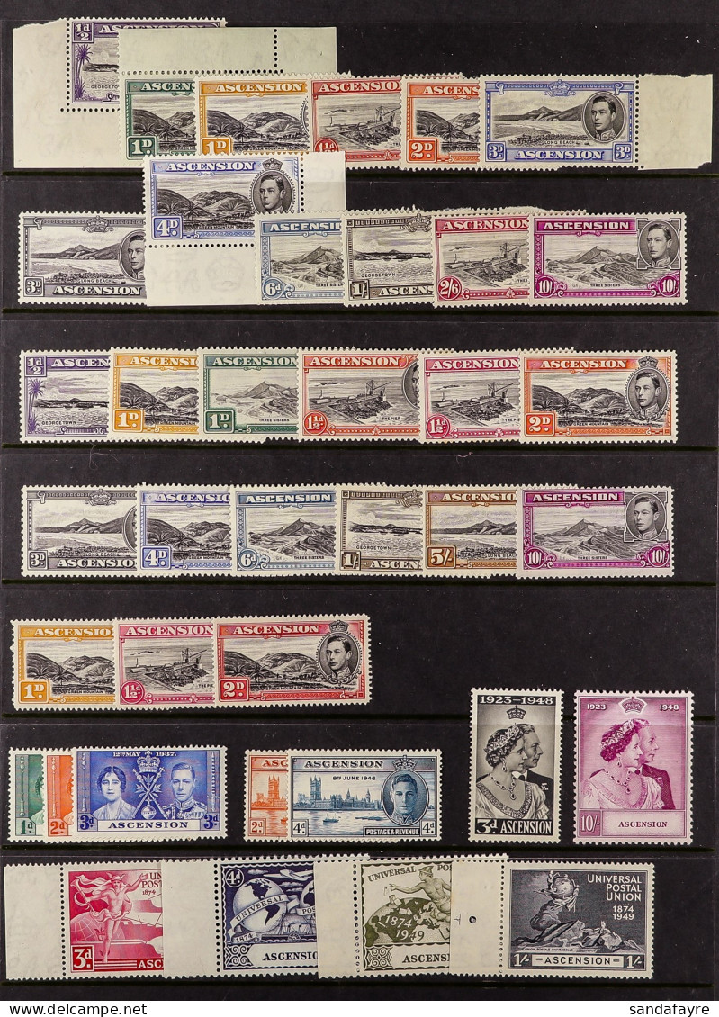 1937 - 1953 MINT / NEVER HINGED MINT Collection Of 38 Stamps On Protective Page, Note 1948-53 Perf 13? Set, Also Perf 13 - Ascension (Ile De L')