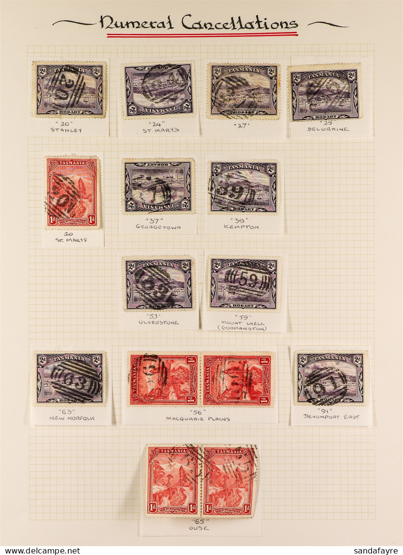 TASMANIA COLLECTION Of Numeral Cancellations On The 1d And 2d Pictorial Stamps (35 Stamps) - Other & Unclassified