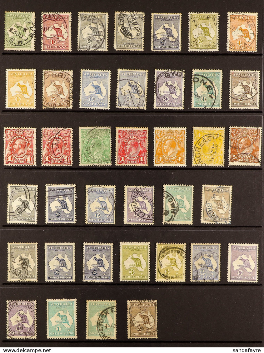 1913 - 1925 Of 60+ Mint And Used Kangaroo & Head Stamps On Protective Pages, Note 1913-14 Set To 2s, Also 2d Inverted Wa - Other & Unclassified