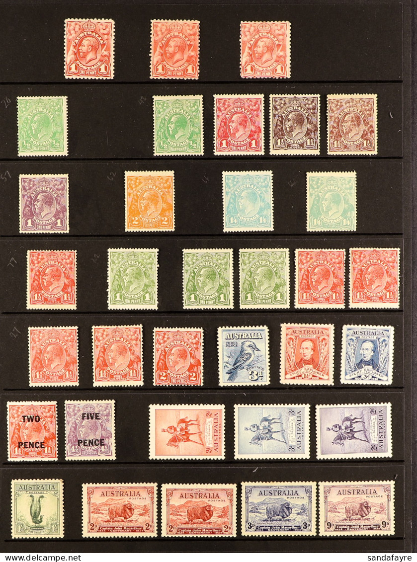 1913 - 1935 MINT STAMPS On A Protective Page, Various That Includes 1914-20 ?d Bright Green Variety 'White Spot Before ' - Sonstige & Ohne Zuordnung