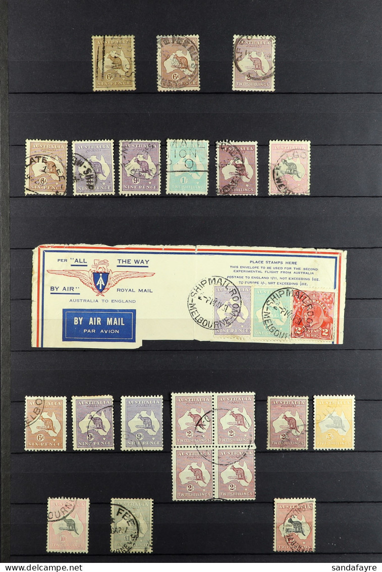 1913 - 1936 KANGAROOS COLLECTION Of 80 Stamps On Protective Pages, Note 1913 To 2s, 1915 To 9d, 1s, 1915-27 To 5s (9), 1 - Other & Unclassified